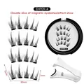Reusable 4-magnet natural false eyelashes set in black with compact storage case - [White Sunlight Style] EHP09-4 With White Applicator Set