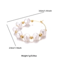 Elegant gold titanium hoop earrings with white pearls and beads for women - Twisted Pearl Hoop