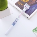 White cat topper gel pen featuring flowing pink sequins and 100% cute text design - Cat White