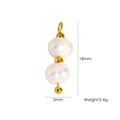 Elegant baroque pearl pendant with golden metal accents measuring 18mm in height - White Double Pearl