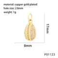 Macro view of 18K gold plated oval pendant with zircon setting and 17x8mm dimensions - Oval (P01123)