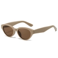 Occhiali da sole retrò cat-eye con montatura kaki e lenti marroni per moda all'aperto - Montatura Cachi Lenti Tè