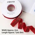 Roll of 2cm red glitter ribbon for Christmas cake decoration and gift wrapping - 2.0cm Width x 7 Yards / Glitter Gold Velvet Christmas Red 2.0cm