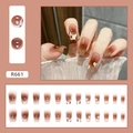 Caramel Amber Kunstnägel mit Herzmuster und Kuhprint im Coffin-Shape-Stil - R661 Bernstein-Rouge (Mit Kleber)