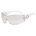 Futuristic wraparound cycling sunglasses with transparent frames and silver rhinestone details - Transparent Frame Gradient Silver Lens