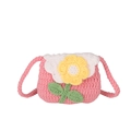 Handmade crochet mini crossbody bag for kids with pink yarn and sunflower detail - Pink