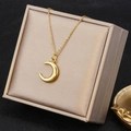 Gold crescent moon pendant necklace displayed in a premium jewelry box - Crescent Moon Pendant (26A06011-8) / Gold