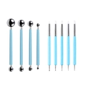 9-piece blue clay sculpting tool set with double-headed metal balls and silicone pens - 9-piece Set Type C (blue Ball Stick + Sky Blue Rhinestone Silicone Pen)
