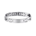 Sleek silver stainless steel bracelet with H-link design and blank customizable plate - Style 9 / Silver