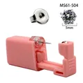 Pink disposable ear piercing gun with 5mm cubic zirconia stud and 316L steel back - 5mm Steel Six-Prong Set Clear Zircon (MS61-504)