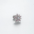 Flower shaped titanium steel stud earring with pearl and pink zircon crystals - Pearl and Pink Gem Flower Style(A113-5#) / Single Piece