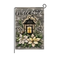 Double-sided Christmas snowman garden flag with vintage lantern and bird decoration - Vintage Lantern and Bird
