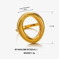 Anello ovale spesso in acciaio inossidabile placcato oro 18K con diametro 1,9cm - Anello ovale dorato