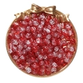 DIY Christmas red crackle glass round beads displayed in a decorative gold bow tray - Crackle Glaze Bead - Red White