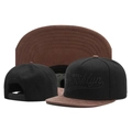 Flat brim hip hop cap with NYC Brooklyn embroidery and adjustable back closure - Black Body Coffee Brim