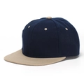 Casquette snapback à bord plat bleu marine et marron clair avec texture sergé - Marine/Brun Clair