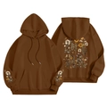 Felpa con cappuccio unisex marrone moka in pile con stampa vintage e tasca frontale - S / Tops / Marrone Scuro Floreale