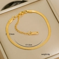 Detail view of 3mm gold stainless steel snake chain anklet with size and weight labels - 6-3 (3mm Polished Snake Chain)