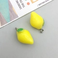 DIY resin yellow lemon pendants with green leaves and silver metal hooks for jewelry - Yellow Resin Lemon / 13*22mm