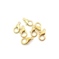 Set of seven gold alloy lobster clasps for DIY jewelry making on white background - 100Pcs/8x14mm / Gold