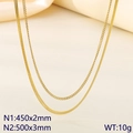 Collana a doppio strato in acciaio inossidabile dorato con catena sottile e piatta snake - Oro (KN288933-Z)