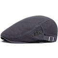 Dark gray breathable mesh ivy cap for men with side metal logo and adjustable strap - Adjustable / Gray
