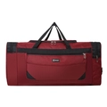 Large dark red waterproof nylon travel bag with black handles and multi-pocket design - Red