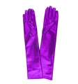 Elegante lila glänzende Stretch-Opernhandschuhe mit 50 cm Länge für Kostüme - Einheitsgröße / Lila (43cm)