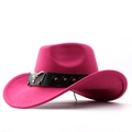 Detail of rose red felt cowboy hat featuring silver bull head metal ornament and rivets - M (56-58cm) / Rose Red (Studded Bull Head)