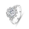 S925 sterling silver ring with sparkling floral moissanite cluster and crown design - US 5 / FDJZ-040-Moissanite (D Color)