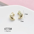 Golden crescent moon alloy charm with inlaid star zircon for DIY earring making - 4775# Gold Rhinestone Moon
