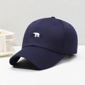 Berretto da baseball blu navy in cotone con ricamo orso polare bianco sul fronte - Regolabile / Blu navy