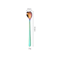 Rainbow plated stainless steel heart spoon with long handle for coffee and dessert - Short Handle (14.3cm) / AB Color