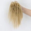 Light blonde messy bun hair claw clip extension with natural straight hair strands - Light gold