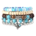 5-piece bohemian beaded bracelet set featuring turquoise accents and cactus charm - Cactus Pendant Clay Style (73)