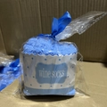Blaue Cupcake-Weinsocken aus weichem Korallenfleece in Geschenkverpackung mit Schleife - Einheitsgröße / Blau