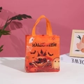 Sac cadeau Halloween orange en non-tissé avec imprimés citrouille et château - 23*22*11cm / Orange