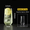 Tall 480ml minimalist glass cup for mojitos and juice with sleek transparent finish - Style 28 Juice Glass