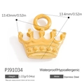 18k gold plated crown pendant in stainless steel for DIY jewelry making 13.4mm - PJ91034-Crown Charm