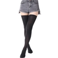 Gros plan de chaussettes hautes noires au-dessus du genou avec trois bandes classiques - Noir
