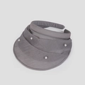 Detail of dark gray mesh sun hat with beaded pearl accents on the brim and headband structure - One Size / Gray