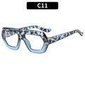 Blue and black marble textured chunky square frame sunglasses with thick temples - Blue Leopard Frame Clear Lens