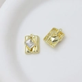 Macro view of gold plated rectangular zircon pendant showing front and back craftsmanship - Style 28