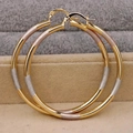 Grote driekleurige metalen oorringen in goud, roségoud en zilver voor damesstijl - Driekleurig (Goud/Roségoud/Zilver)