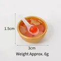 Miniature 3cm gold bowl dessert keychain toy with spoon and realistic resin details - 3cm Gold Bowl-No.1 (No Hook)