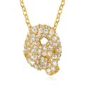 Gold plated initial Q pendant necklace with paved cubic zirconia crystal stones - Letter Q