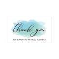Pink watercolor thank you card for supporting my small business gift packaging card - K-145/Blue Green Smudge