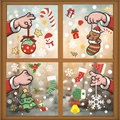 Stickers de Noël pour fenêtres avec motifs de Père Noël de bonhomme de pain d'épices - Lot de 4 Combinaison BQ(382-385)