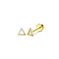 Minimalist gold geometric triangle stud earrings with circular disk backings - One Pair / Hollow Triangle (LA111306-G)