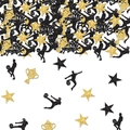 Confettis de football noirs et dorés avec trophées, étoiles et mot goal pour décoration - Style Football